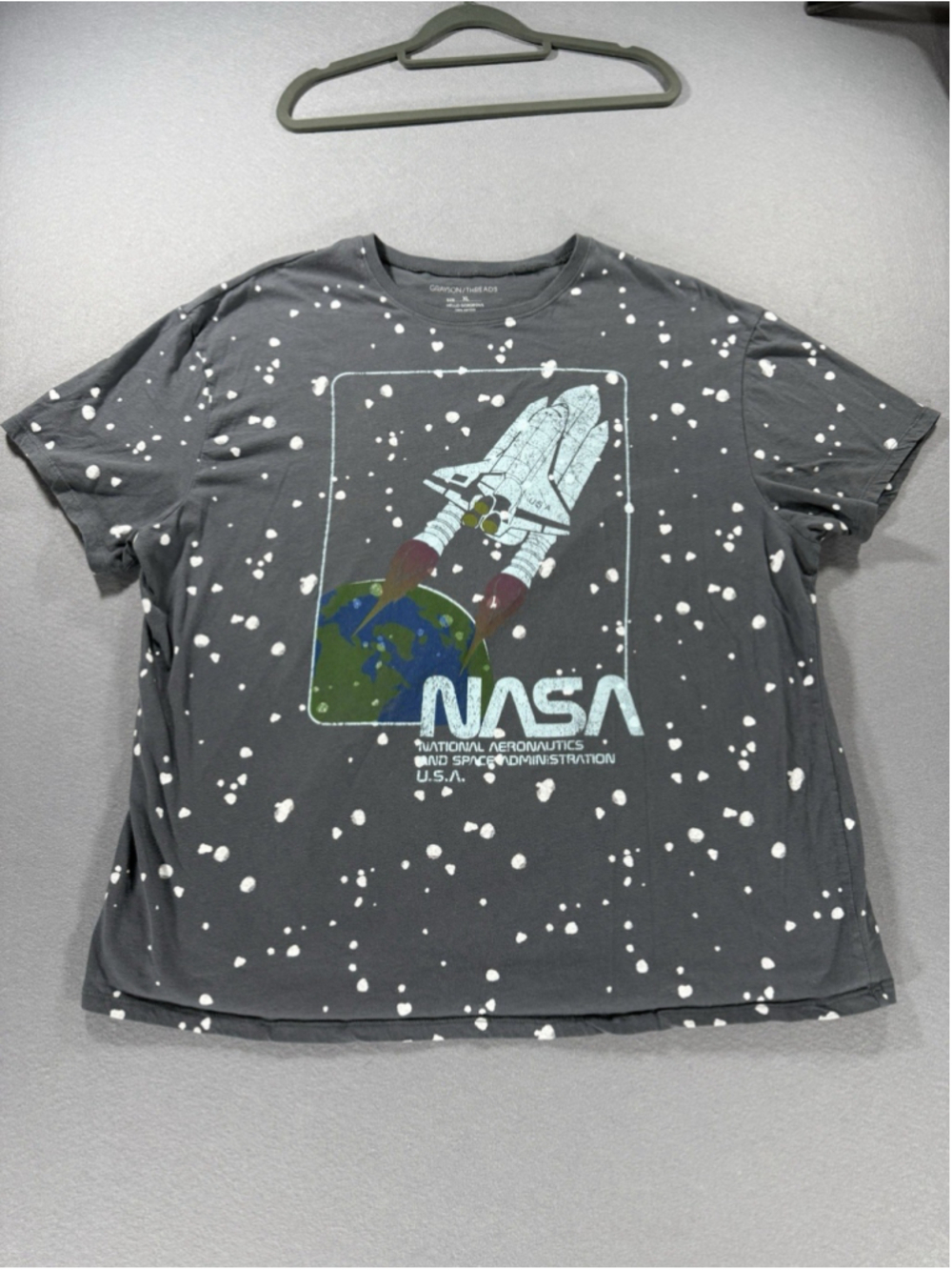 Grayson Threads T Shirt NASA Gray XL Bleach Space Shuttle